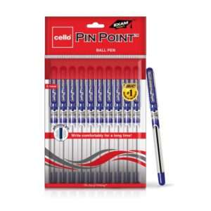 Cello Pinpoint Blue Lightweight Grip Ball Pens, Set of 10 | Best for Students